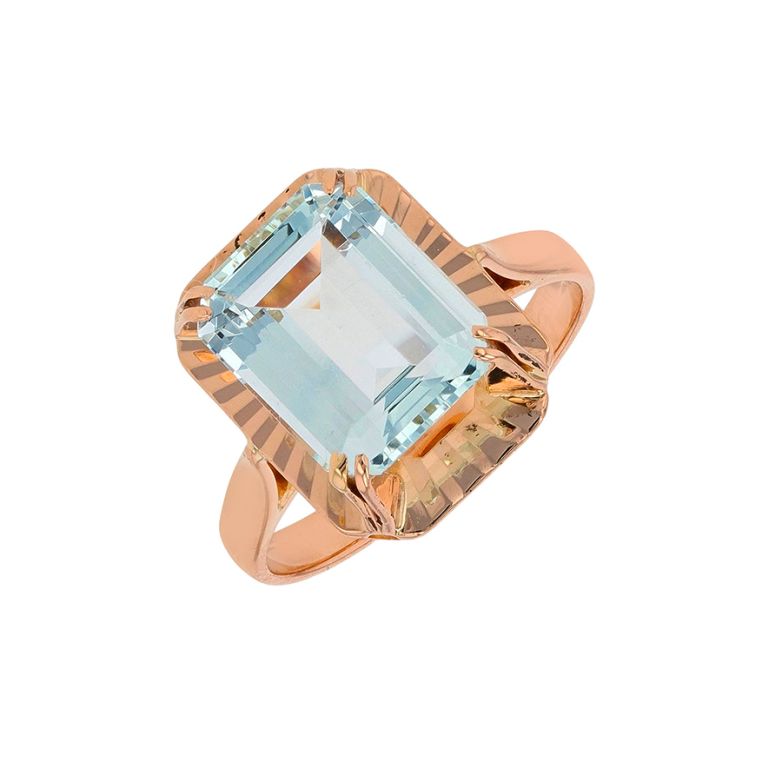 Bague vintage aigue-marine 3.74 carats or jaune 5.43g Comme neuf -  reconditionné disponible sur Gemme Les Bijoux